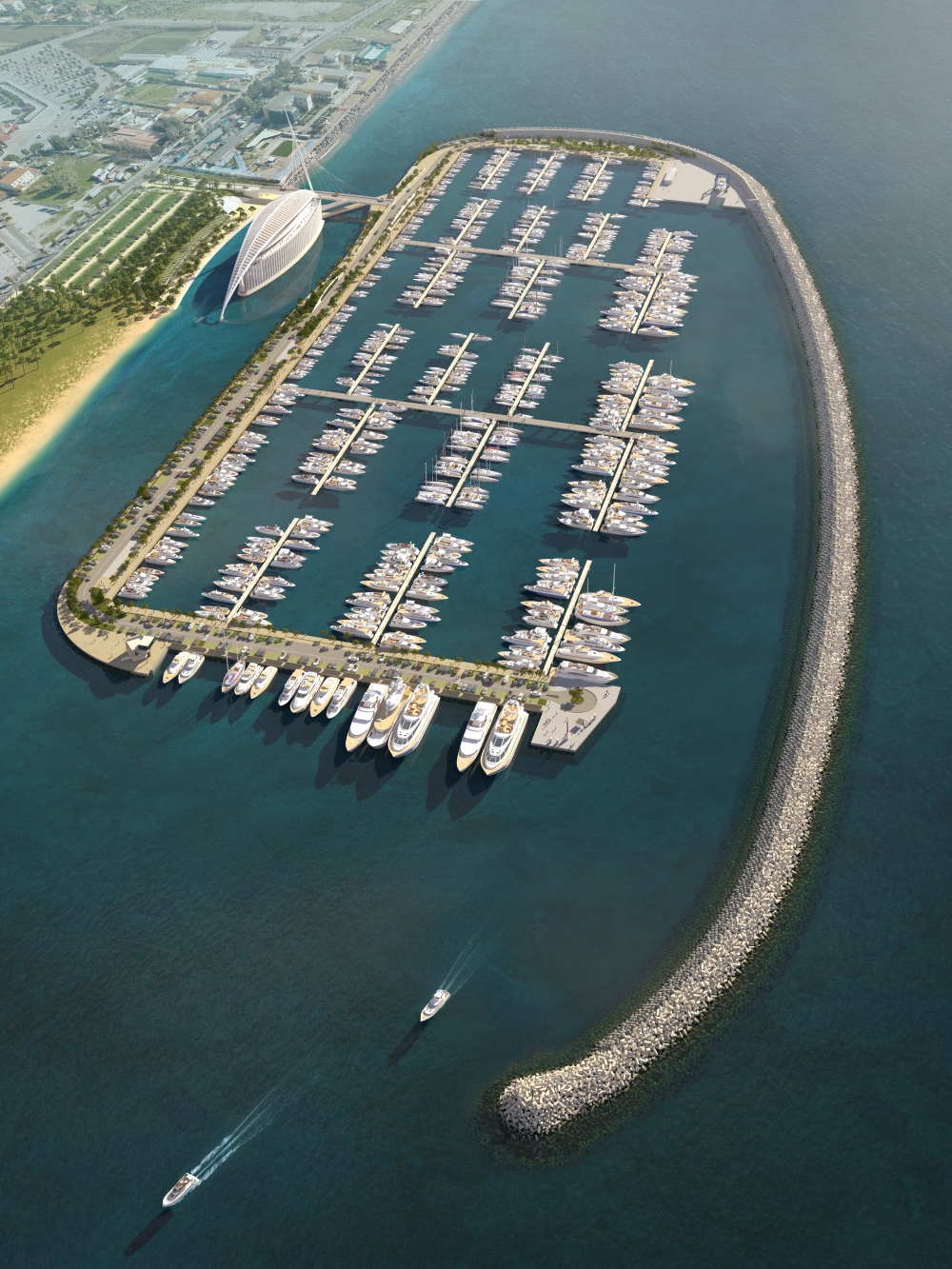 Marina d'Arechi Port Village. Il nuovo porto disegnato da Calatrava in costruzione a Salerno