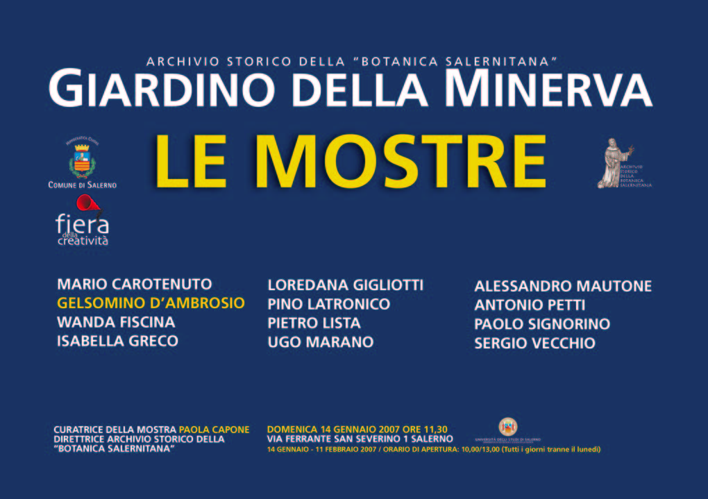 Locandina Mostre Giardini della Minerva