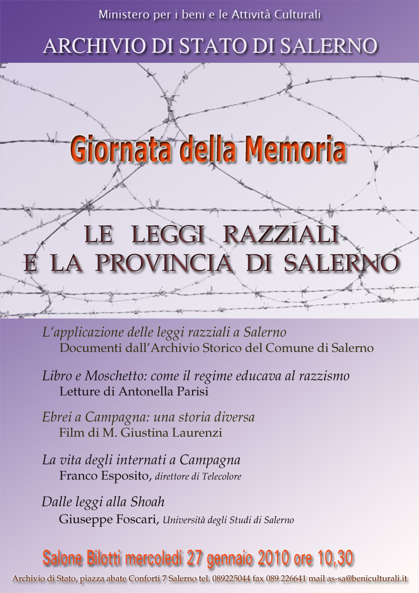 Giornata della Memoria all'Archivio di Stato, 27 gennaio 2010